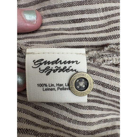 Gudrun Sjoden Brown Striped Pocket Dress Linen Organic Cotton Size S EUC - Picture 13 of 16
